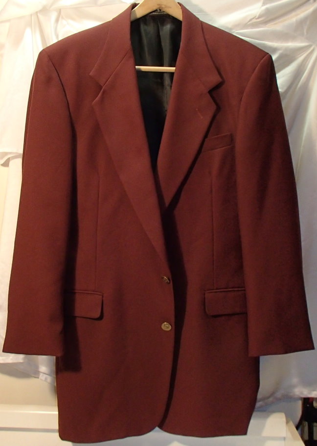 Vintage Burgundy Dark Red Blazer Suit Jacket Mens Size 42 Sport Coat 