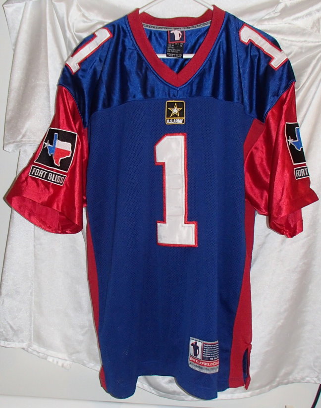 US Army Fort Bliss Texas Red/White/Blue Sewn Football Jersey Mens Sz 50 ...